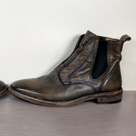 John Varvatos Fleetwood Chelsea Boots, Brown Distressed Leather, Mens Size 11 M - Picture 8 of 13
